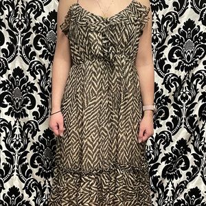 Milly Original silk striped dress w/ ruffles & lined. Women Sz 12. NWT from TRR